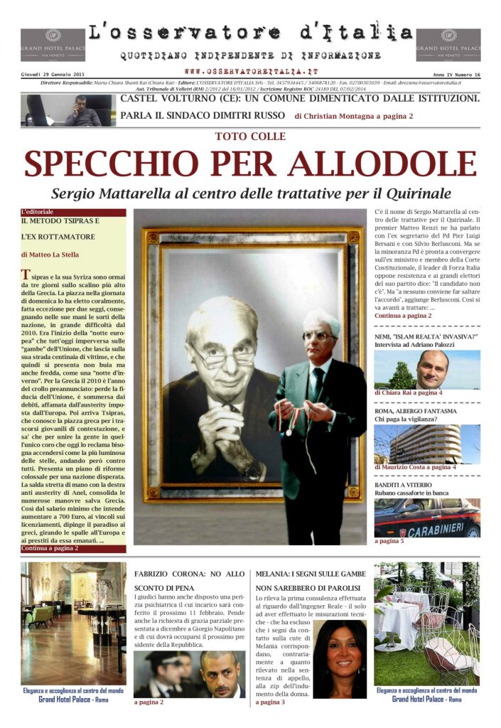 L'osservatore d'Italia edizione del 29 Gennaio 2015